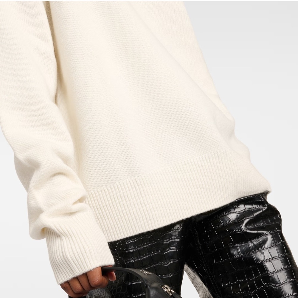 New The Frankie Shop RAFAELA PADDED KNIT SWEATER WOOL CASHMERE IVORY S - Picture 4 of 15